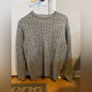 Line Of Trade / The Mariner Cable Knit Sweater / L / 100% Shetland Wool / Grey